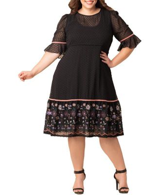 green emerald velvet dress Kiyonna Wildflower Midi Embroidered Cocktail Dress with Sleeves for  Cocktail, Party, Wedding Guest, Formal Events, Black Floral Size M (6-8) at  Amazon Women's Clothing store