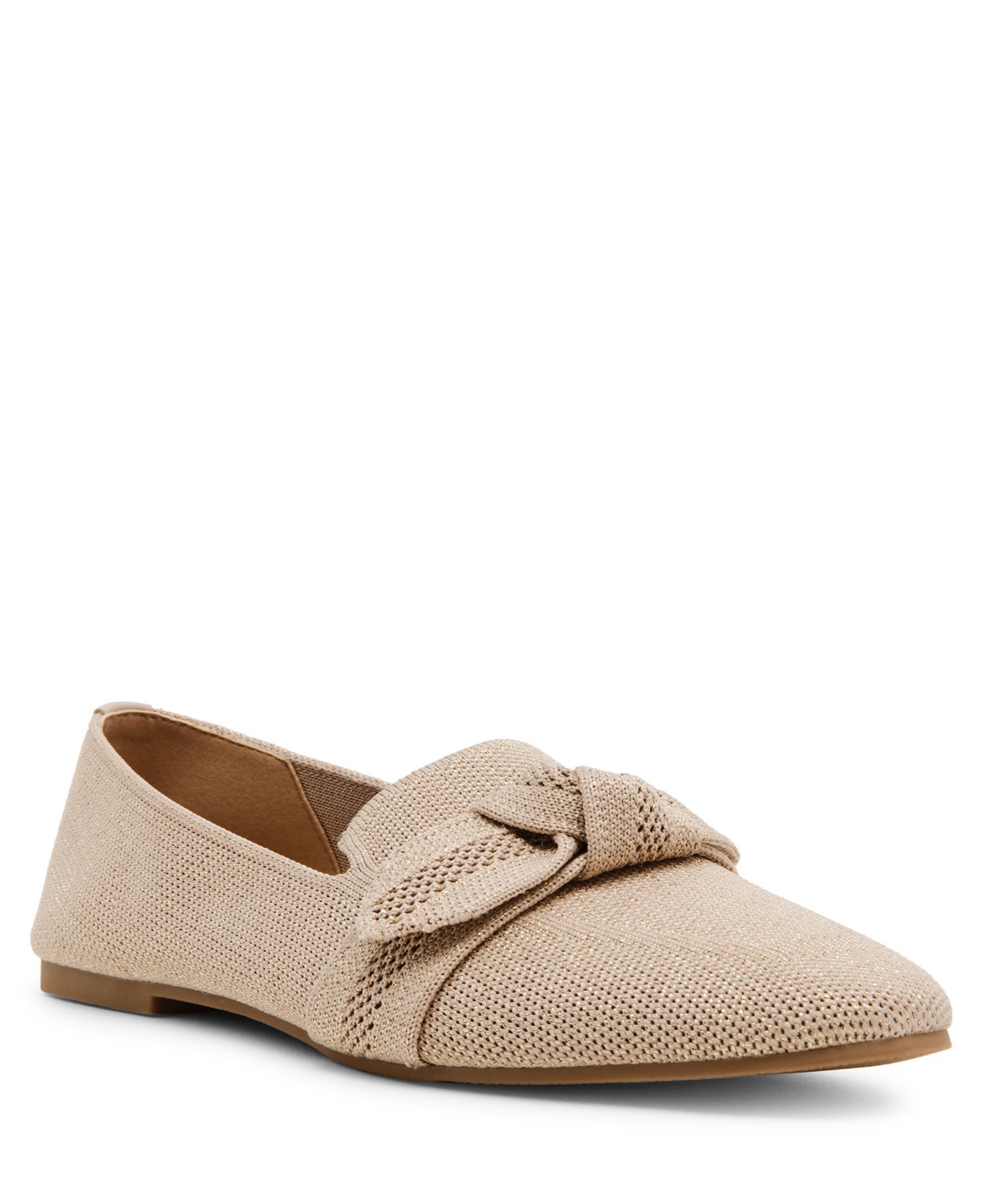 Anne Klein Women's Tanya Bow Knit Slip On Loafers In Gold Knit