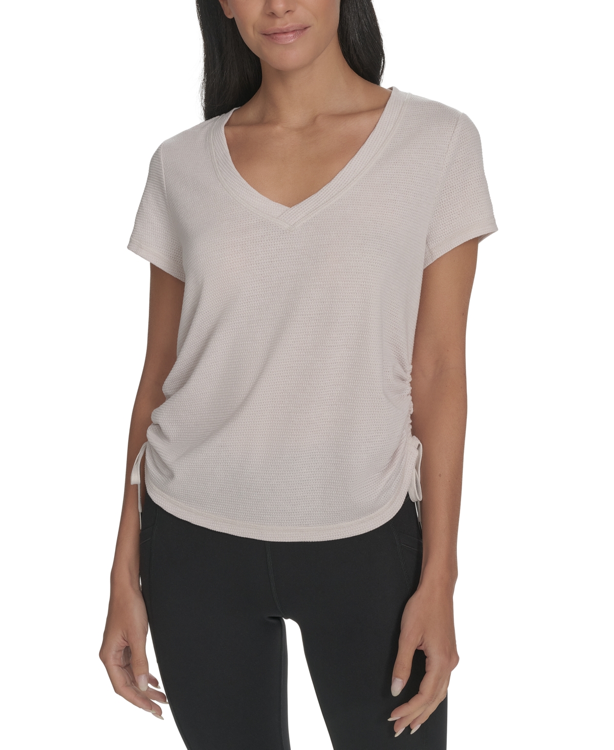 Calvin Klein Women's Drawstring-ruched Textured Top