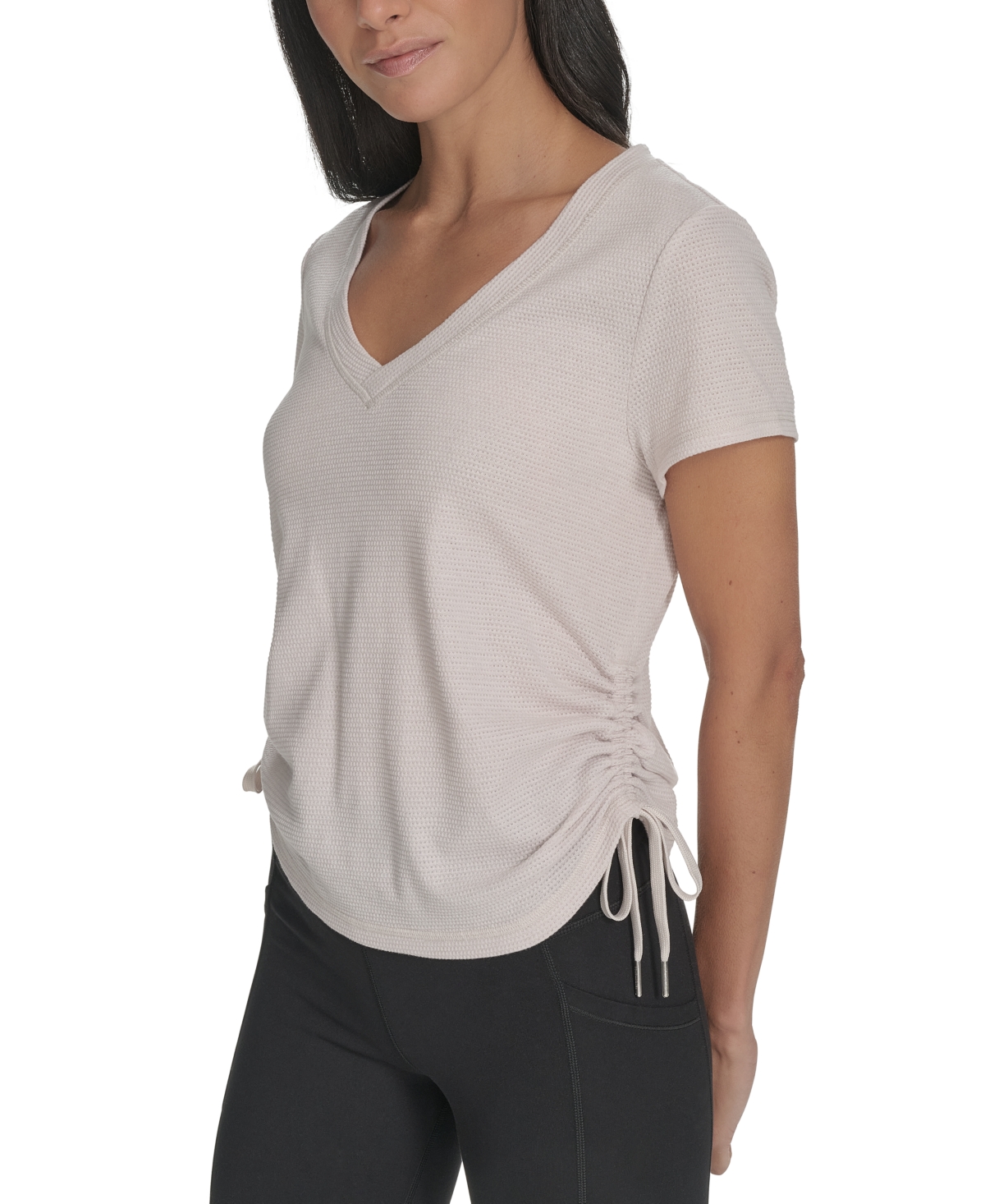Calvin Klein Women's Drawstring-ruched Textured Top