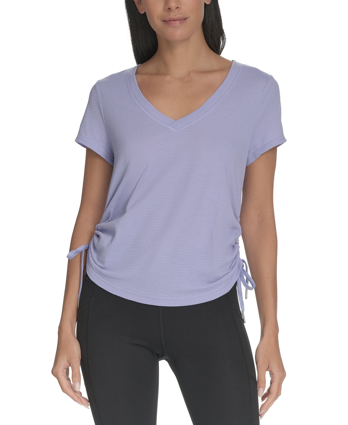 Calvin Klein Women's Drawstring-ruched Textured Top