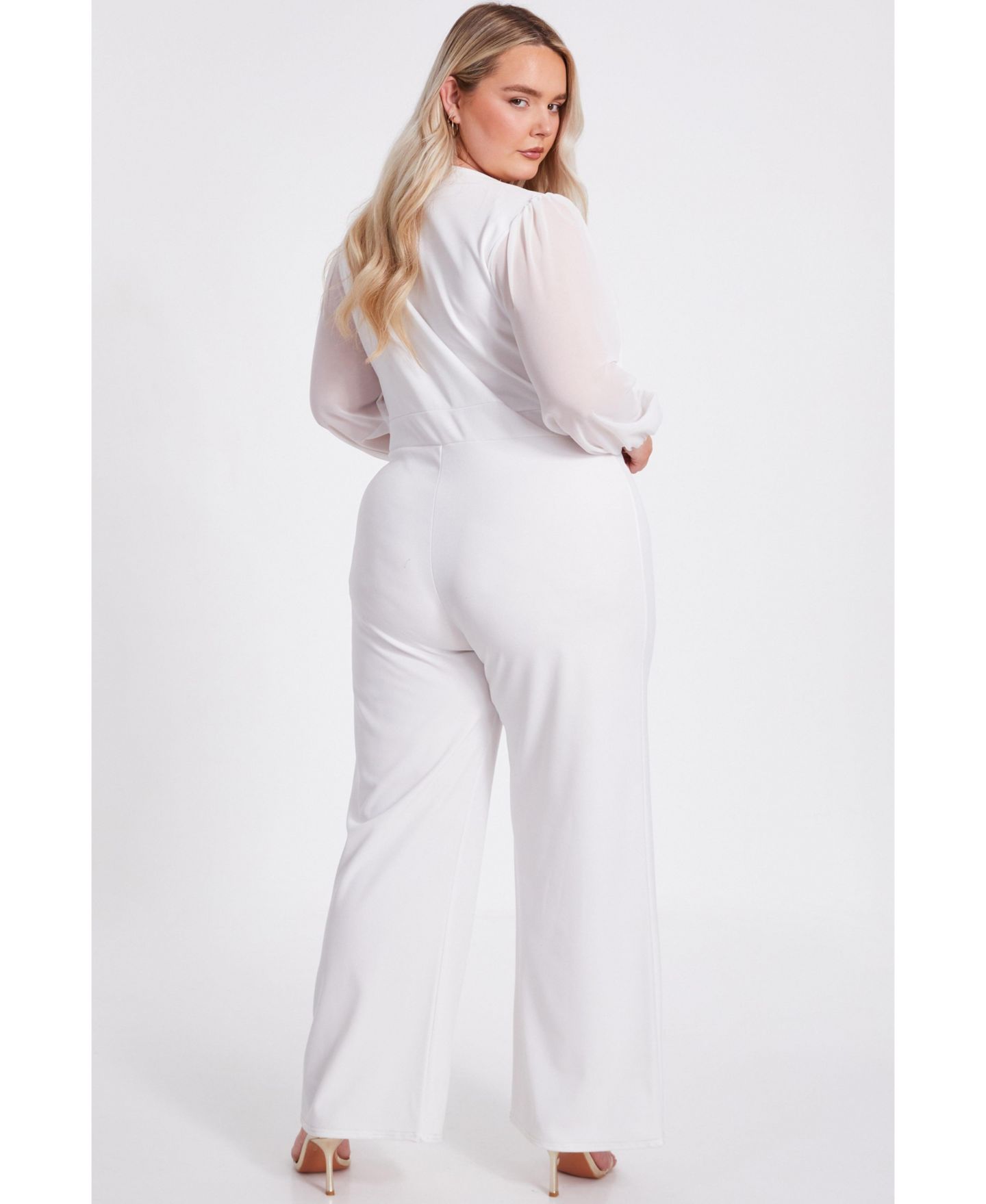 Женский комбинезон QUIZ Plus Size Wrap Buckle Jumpsuit, цвет: Кремовый — фото 2