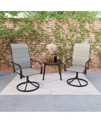 Patio Dining Chairs Textilene High Back Outdoor Swivel Rocker Set with All Weather Frame, Beige, Set of 2