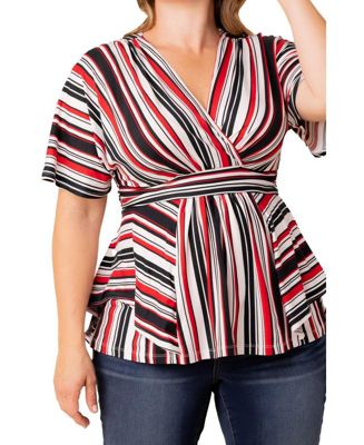 Plus Size Boulevard Short Sleeve Stripe Top
