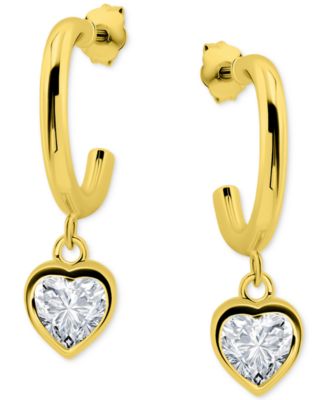 Giani Bernini - Cubic Zirconia Heart Charm Half Hoop Earrings