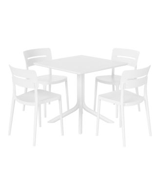 Modern 5-Piece Resin Patio Dining Table Set with Stackable Patio Dining Chairs