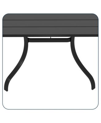 36 Inches Outdoor Metal Dining Table with Umbrella Hole Square Patio Bistro Table, Black
