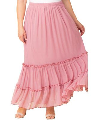 Plus Size Isla Tiered Mesh Maxi Skirt