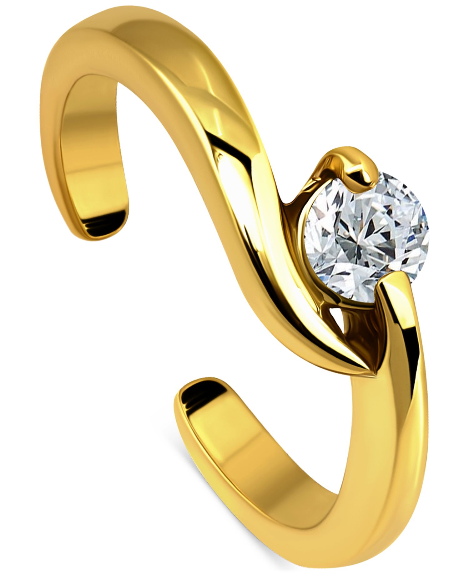 Cubic Zirconia Bypass Adjustable Toe Ring in Sterling Silver (also in 18k Gold-Plated Sterling Silver)