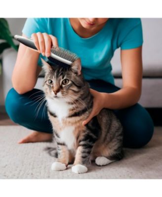 Beige Double-Sided Oval Grooming Brush, Eco-Friendly Pet Brush for Dogs and Cats