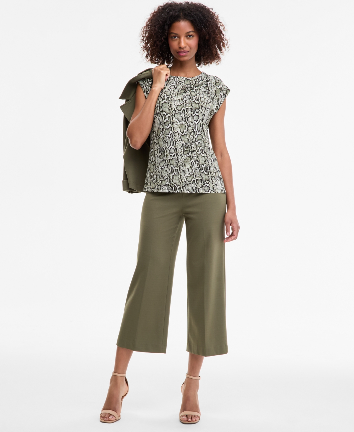 Anne Klein Women's Printed Cap-sleeve Blouse