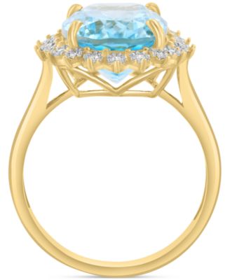 Diamond (1/10 ct. t.w.) & Sky Blue Topaz (6-1/2 ct. t.w.) Ring in 14K Yellow Gold
