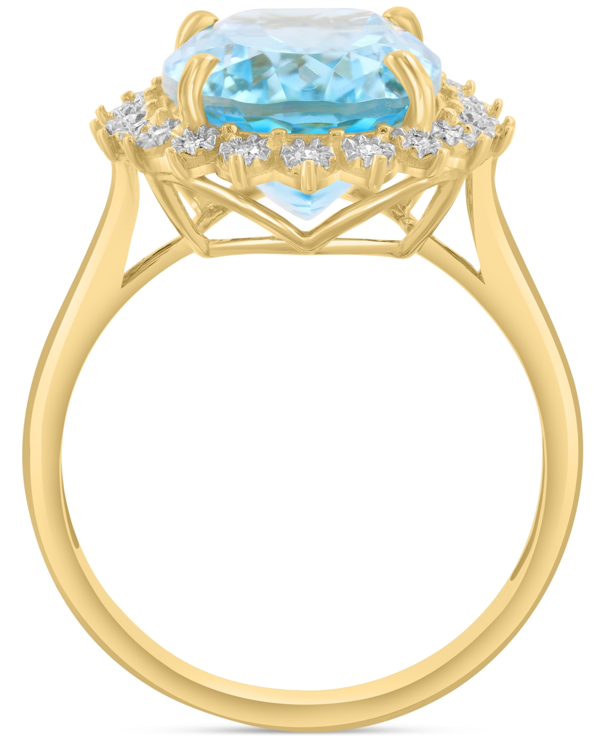 Effy Collection Diamond (1/10 Ct. T.w.) & Sky Blue Topaz (6-1/2 Ct. T.w.) Ring In 14k Yellow Gold In Blue