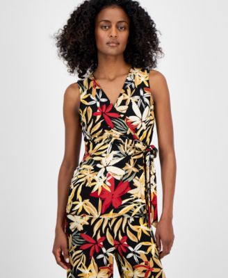 Anne Klein - Women's Sleeveless Printed Wrap Blouse
