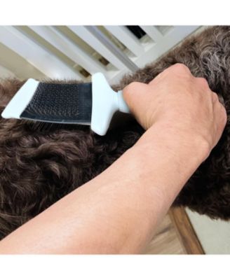 Blue Double-Sided Flexible Slicker Brush for Pets, Eco-Friendly Grooming Tool for Dogs and Cats