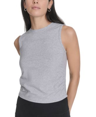 Calvin Klein - Women's Ruched Crewneck Logo Tank Top