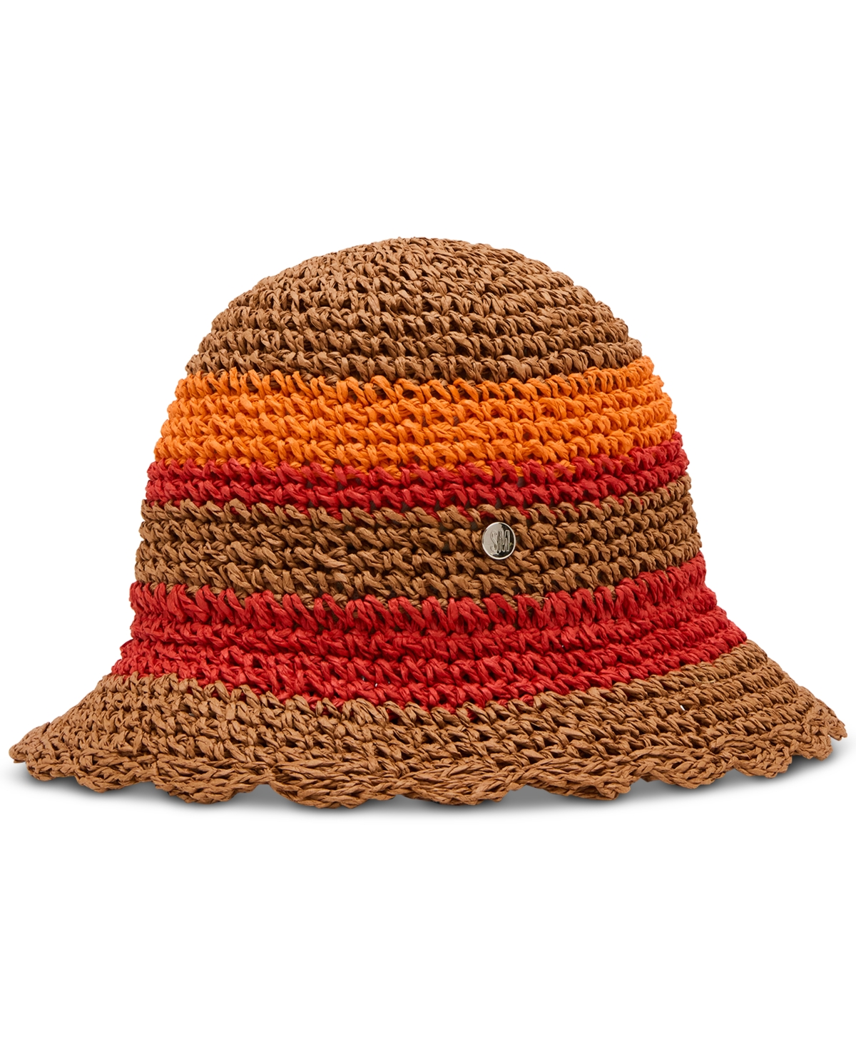 Steve Madden Scallop-edge Crochet Striped Cloche