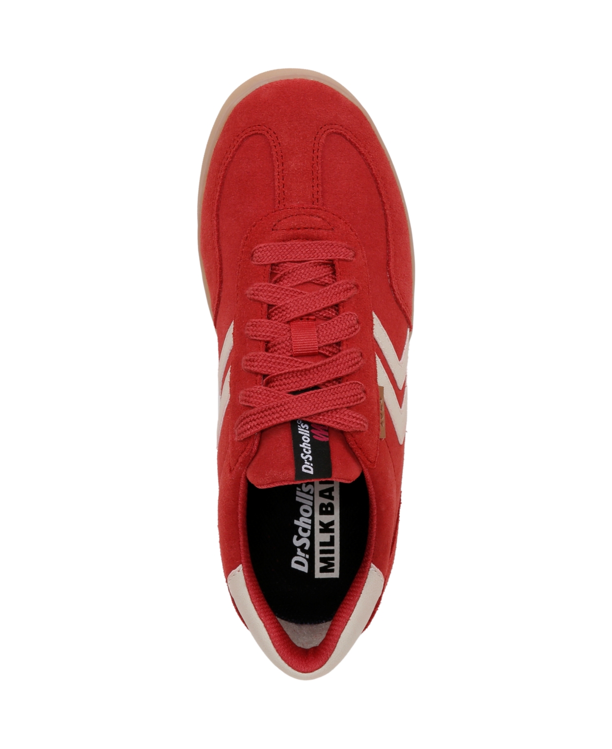Shop Dr. Scholl's Women's X Milk Bar Rebel Sport Low Profile Lace Up Sneakers In Red,white Suede,leather