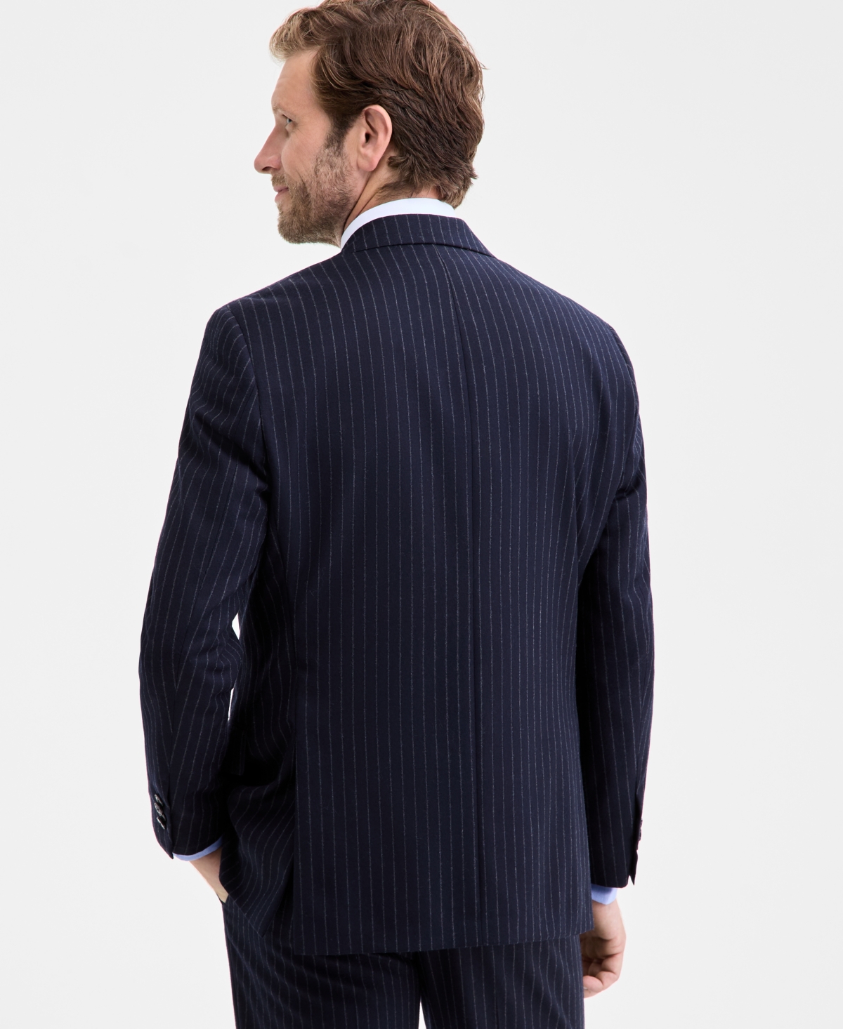 Michael Kors Mens Classic Fit Wool Blend Pinstripe Suit Separates In Blue