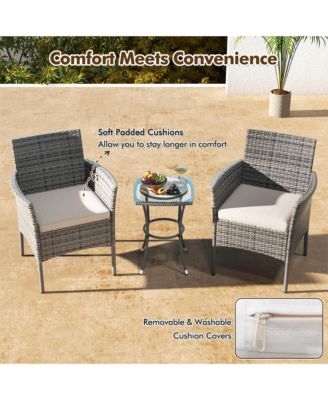 Set of 2 Patio Rattan Arm Dining Chair Cushioned Sofa Furniture