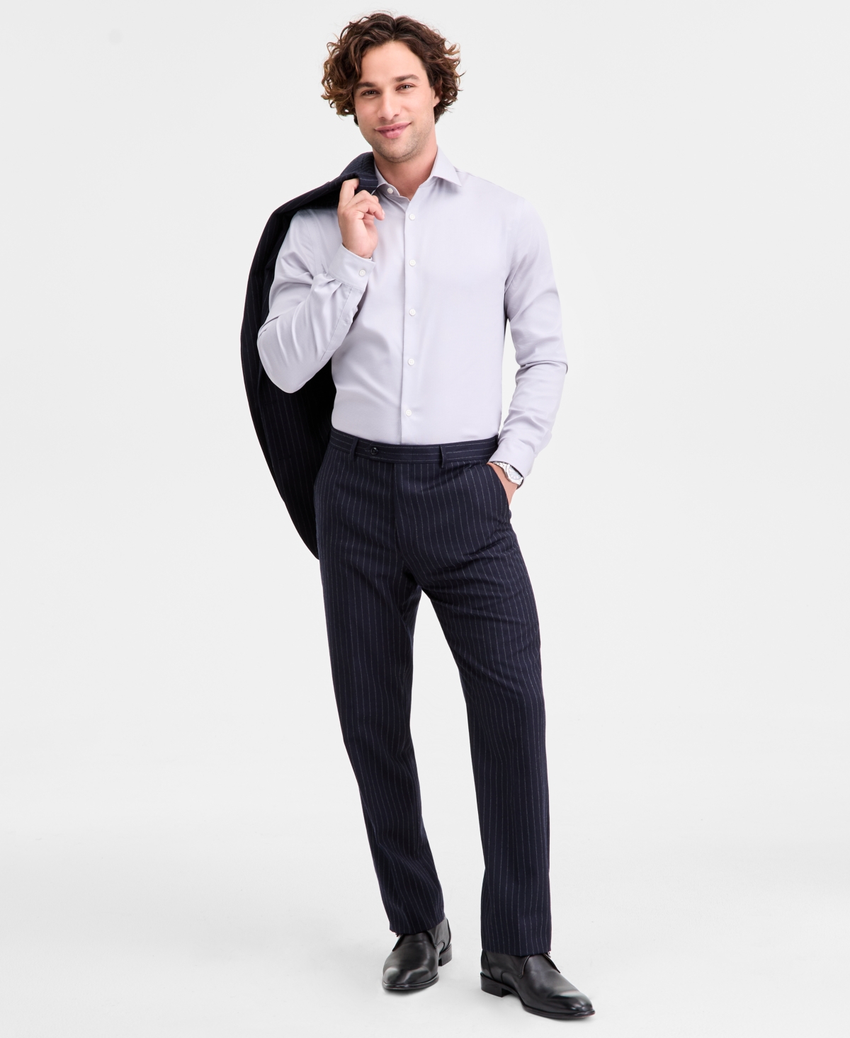 Michael Kors Men's Classic-fit Wool-blend Pinstripe Suit Separate Pants In Blue