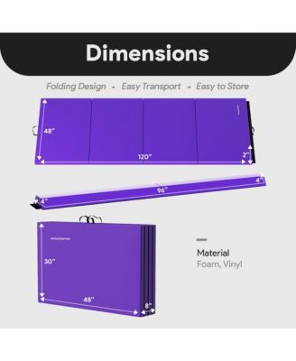 Gymnastics Mat with Sectional Floor Balance Beam, Purple