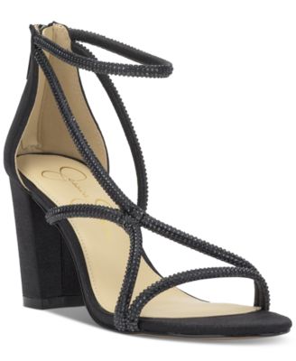 Jessica Simpson - Women's Shiny Rhinestone Block-Heel Dress Sandals
