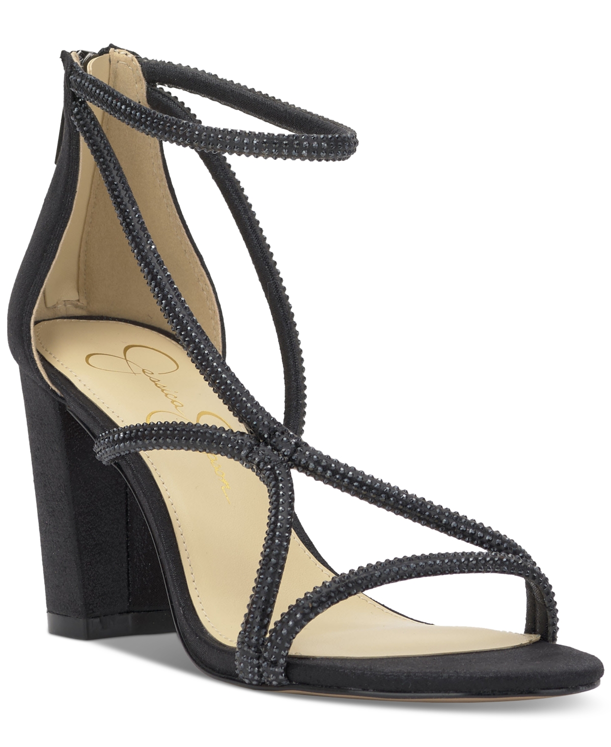 Jessica Simpson Women's Shiny Rhinestone Block-heel Dress Sandals