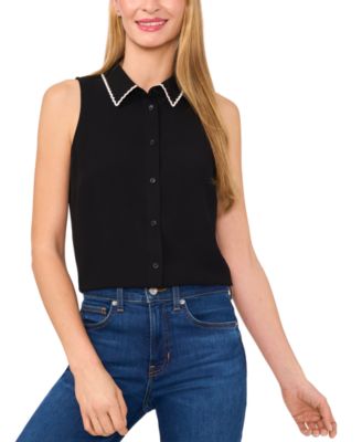 CeCe - Women's Scallop-Collar Sleeveless Button-Down Top