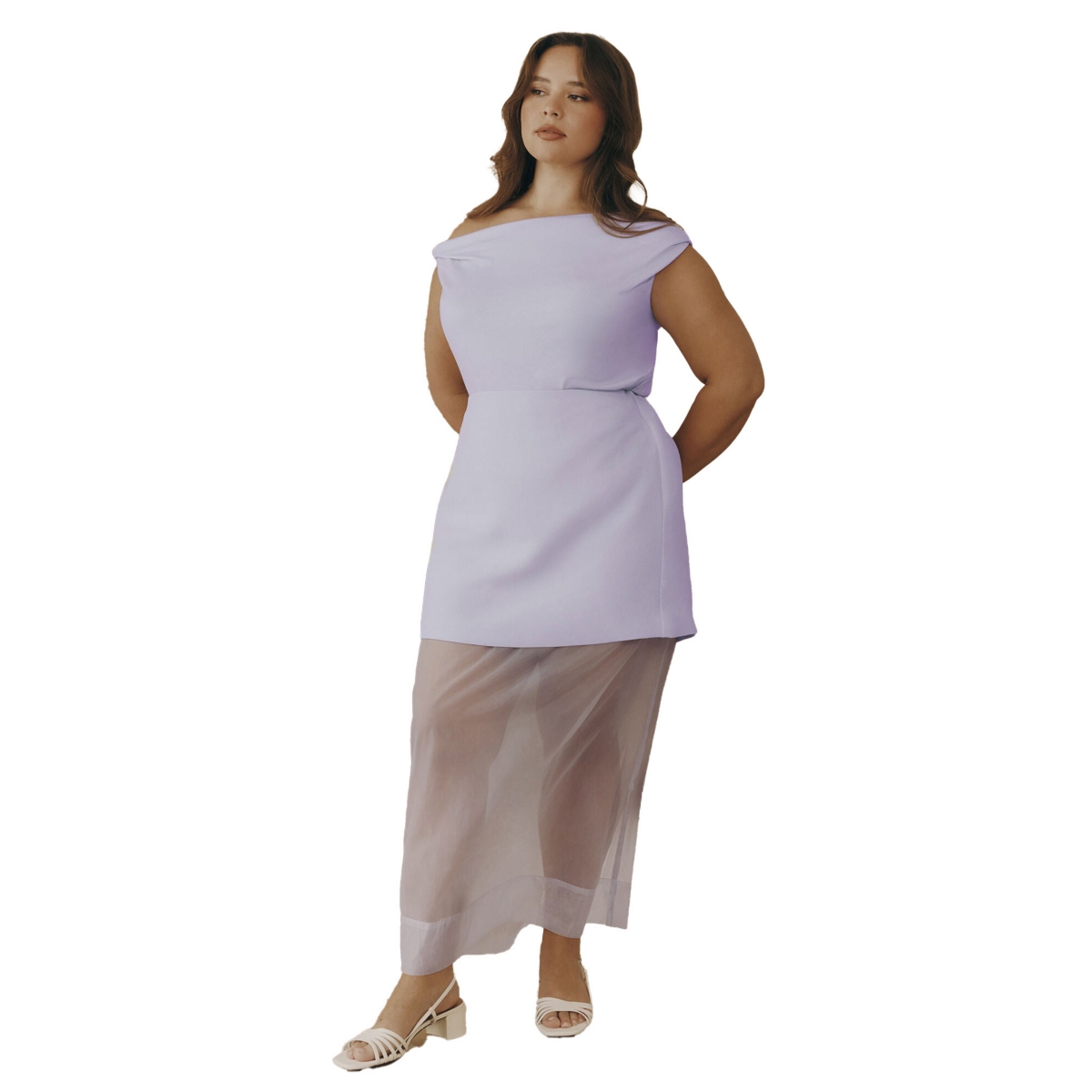 Plus Size Organza Twofer Skirt - Pastel lilac