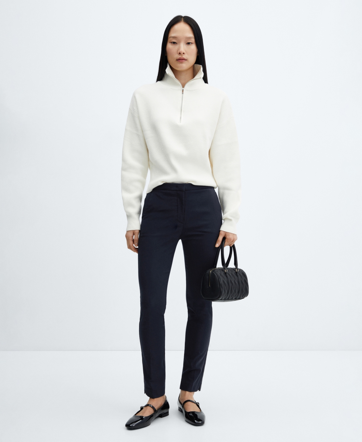 Mango Women's Cropped Slim Fit Pants In Blue