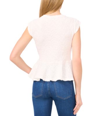トップス acka peplum loose sweat CeCe Women's V-Neck Puckered Knit Peplum Top - Macy's