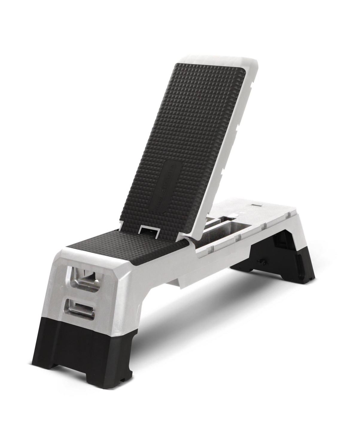Adjustable Stepper, Fitness Aerobic Deck w/Storage Compartment, Silver
