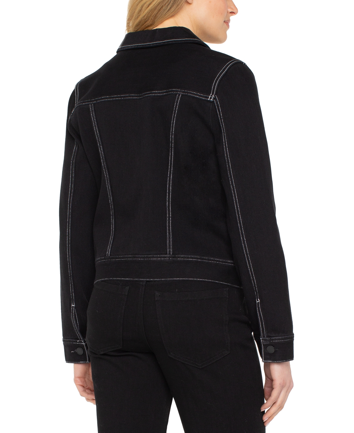 Liverpool Los Angeles Women's Contrast Stitch Utility Trucker Jacket In City Black