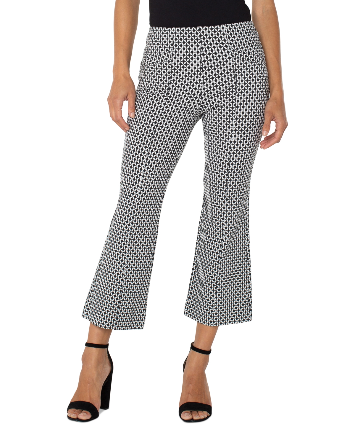 Liverpool Los Angeles Stella Geo Print Pull-on Kick Flare Knit Pants In Black,white Batik
