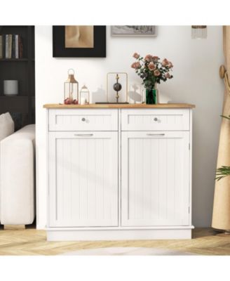 Kitchen Tilt Out Trash Cabinet with 2 Drawers and Adjustable Shelf