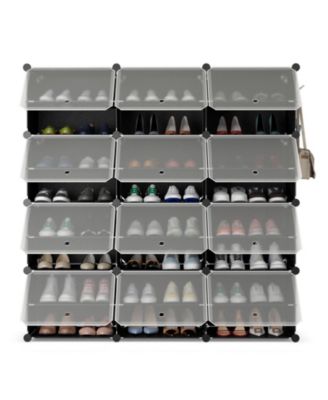 12-Cube 48 Pairs Portable Shoe Shelves with Hook