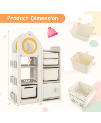 Multipurpose Toy Chest and Bookshelf with Mobile Trolley for Bedroom