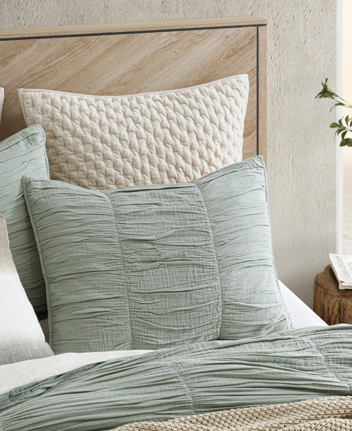 Dkny Pure Ruched Gauze 3-pc. Duvet Cover Set, Full/queen In Green
