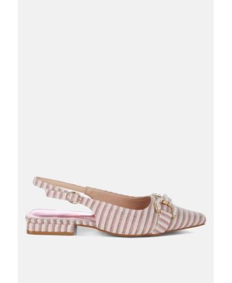 Womens Crina Pearl-Detailed Horsebit Woven Flats