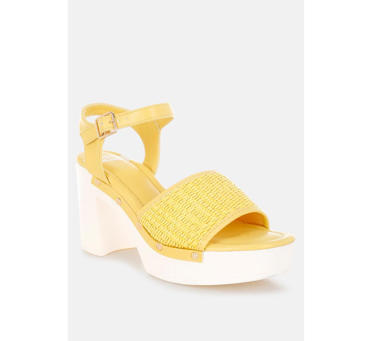 Mazaro Raffia Chunky Sandals - Yellow
