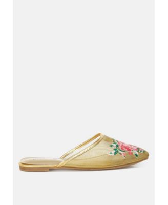 Shara Floral Embroidered Mesh Mules