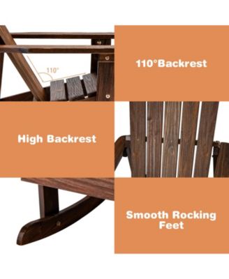 Outdoor Wooden Kid Adirondack Rocking Chair with Slatted Seat