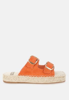 Rag and Co Womens Kuopa Genuine Soft Leather Espadrille Flatform