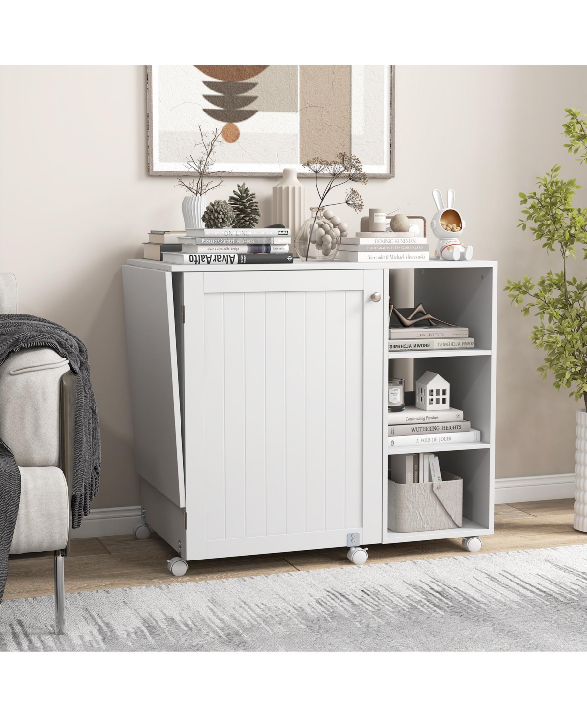 Multifunctional Folding Sewing Machine Craft Station with Storage Shelves