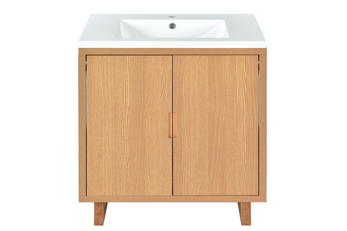 30" Bathroom vanity Set with Sink, Combo Cabinet, Bathroom Storage Cabinet, Solid Wood Frame - Burly wood