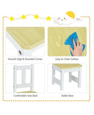 4 Pieces Kids Wooden Activity Table and Chairs Set with Storage Bench and Study Desk
