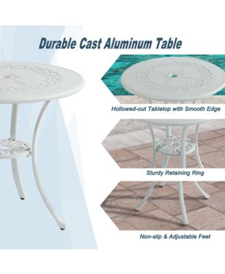 25 Inches Outdoor Bistro Table with Umbrella Hole Cast Aluminium Patio Dining Table Outdoor Round Bistro Table, Bronze