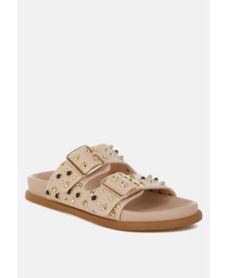 Jayata Metallic Stud Embellished Sliders