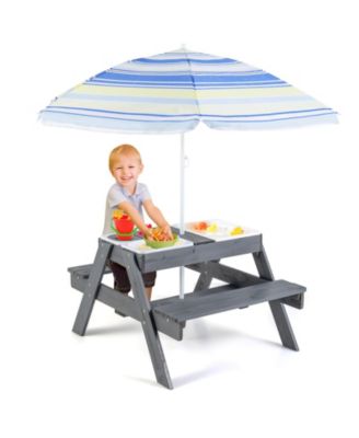Kids Picnic Table Set with 3 Removable Bins